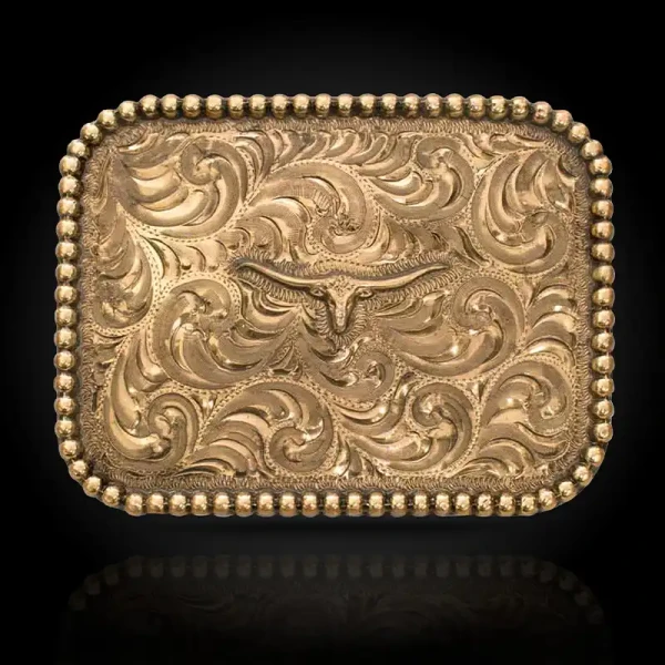 Gold Longhorn Belt Buckle (In Stock)